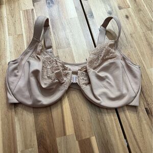 DELIMIRA Front Closure Bra 44F Beige Lace Support Bra